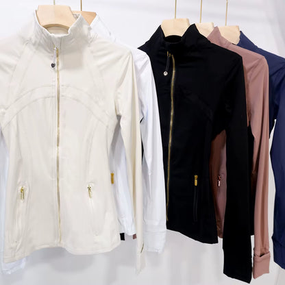 New Version of Gold Zipper Slimming Jacket Yoga Stand up Collar Jacket Slim Fit Quick Drying Sports Thin Version