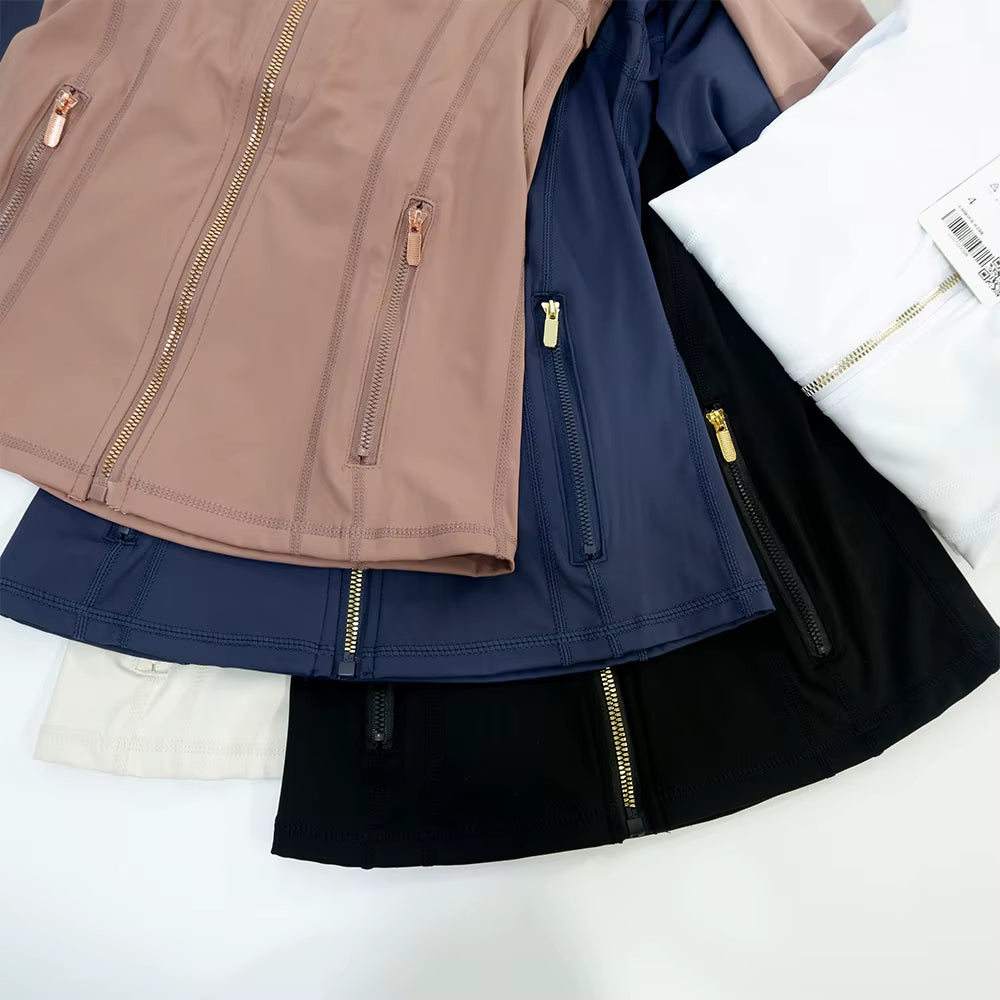 New Version of Gold Zipper Slimming Jacket Yoga Stand up Collar Jacket Slim Fit Quick Drying Sports Thin Version