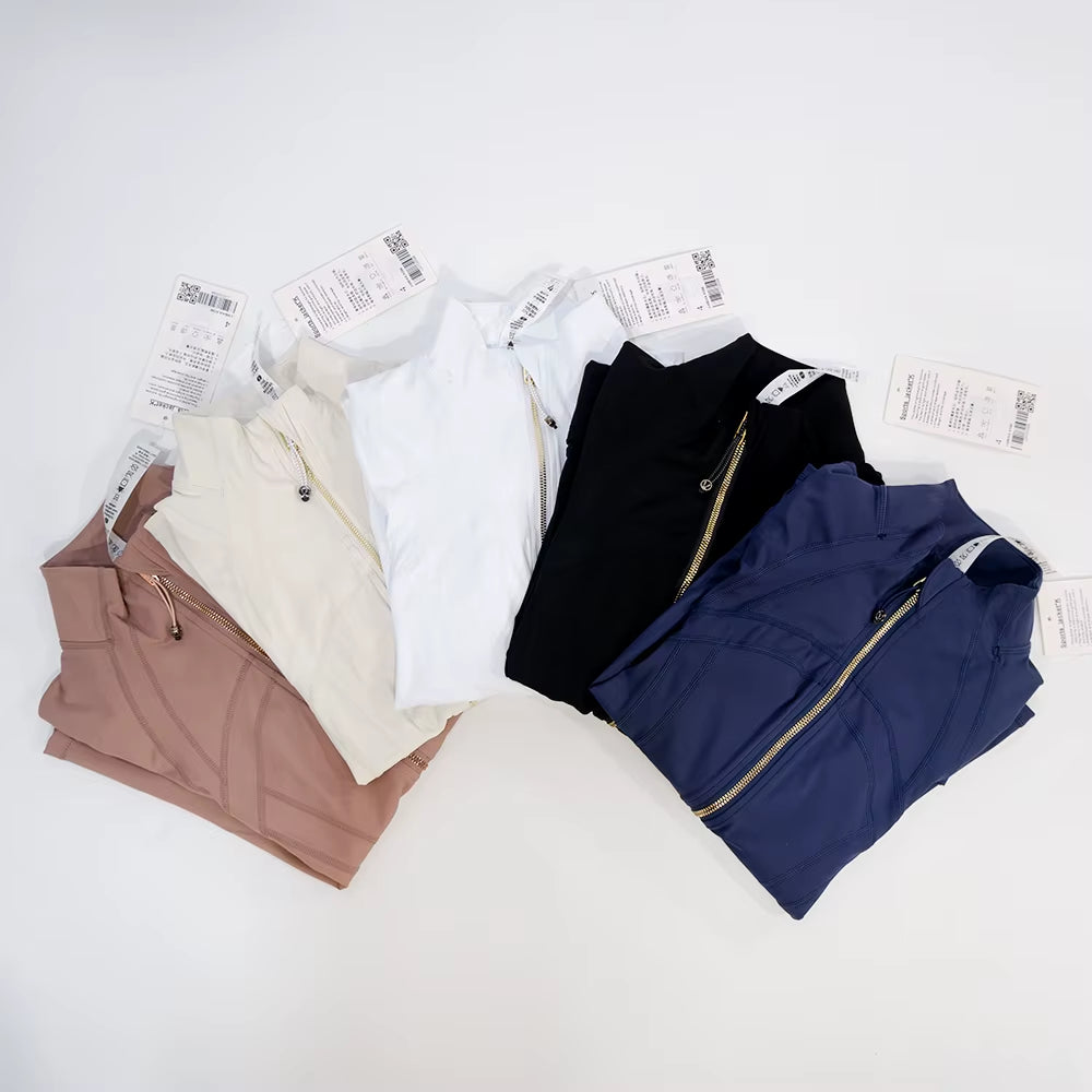 New Version of Gold Zipper Slimming Jacket Yoga Stand up Collar Jacket Slim Fit Quick Drying Sports Thin Version