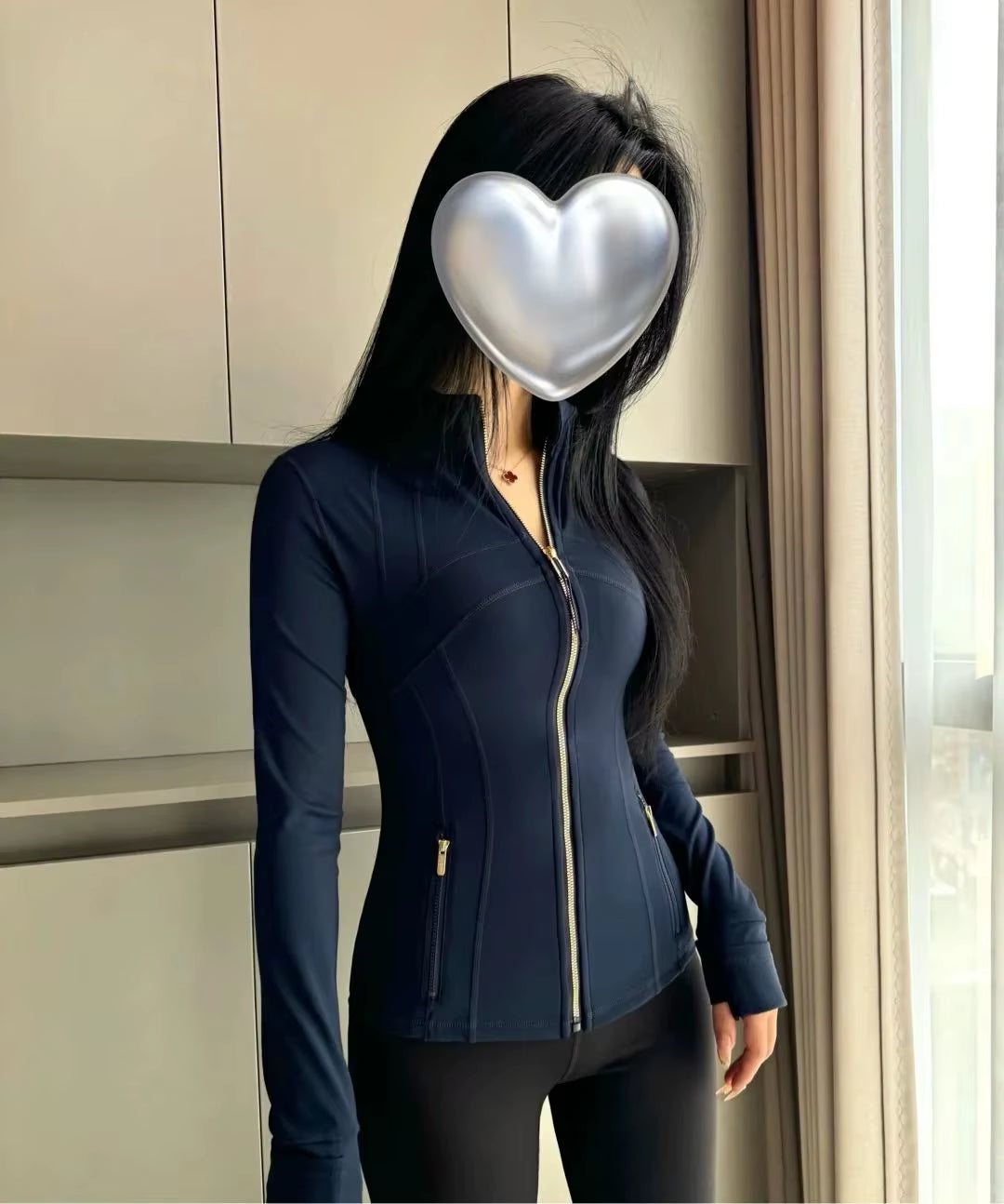 New Version of Gold Zipper Slimming Jacket Yoga Stand up Collar Jacket Slim Fit Quick Drying Sports Thin Version
